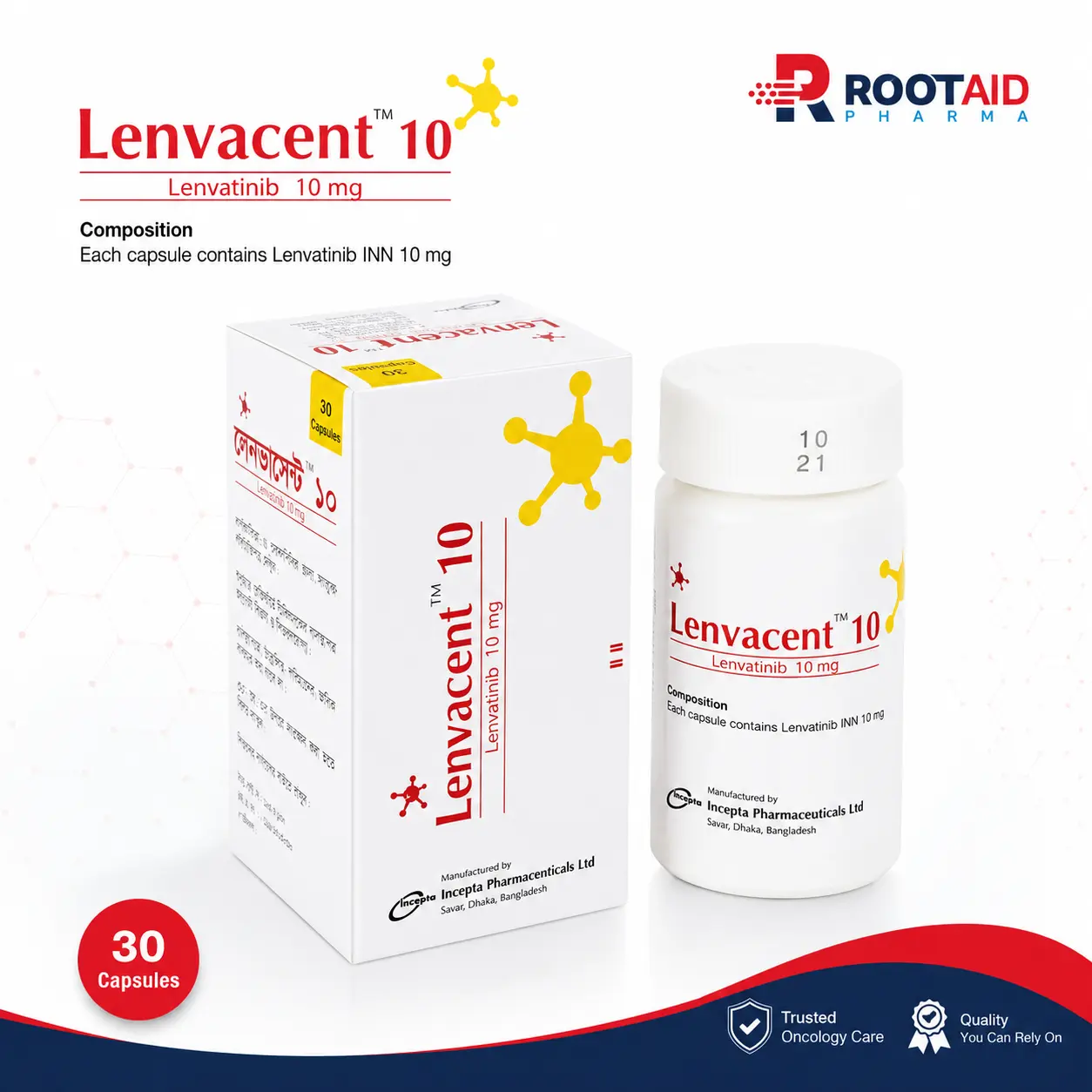Lenvacent 10 mg (Lenvatinib) Capsules